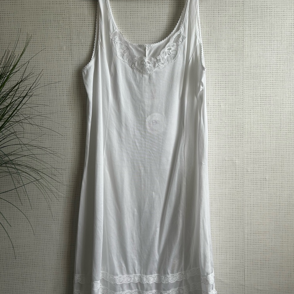 Vintage White Chemise with Lace Trim